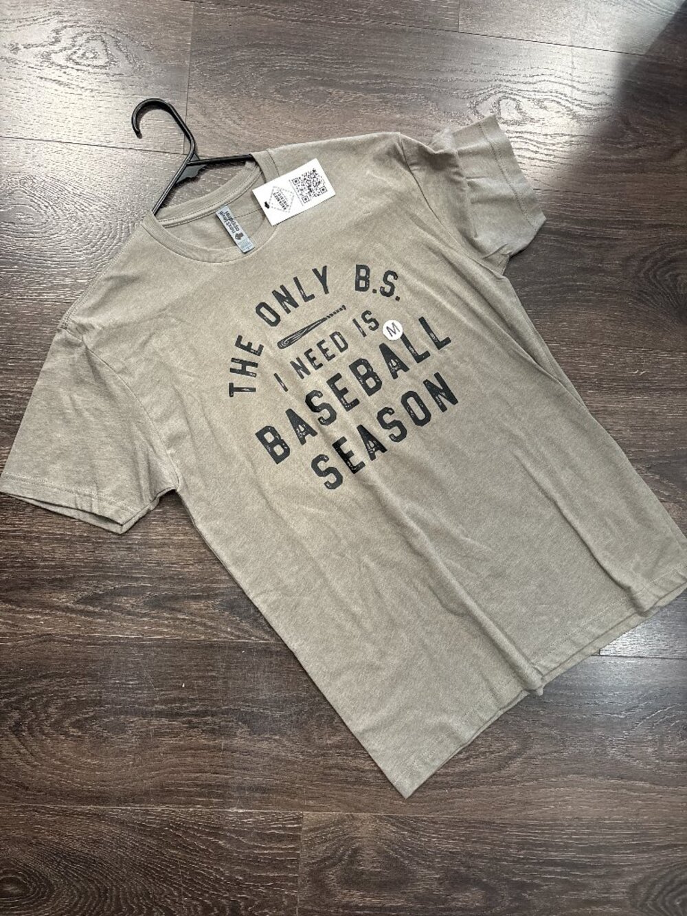 NWT Next Level The Only B.S. I Need Is Baseball Season Unisex Size Medium Stone